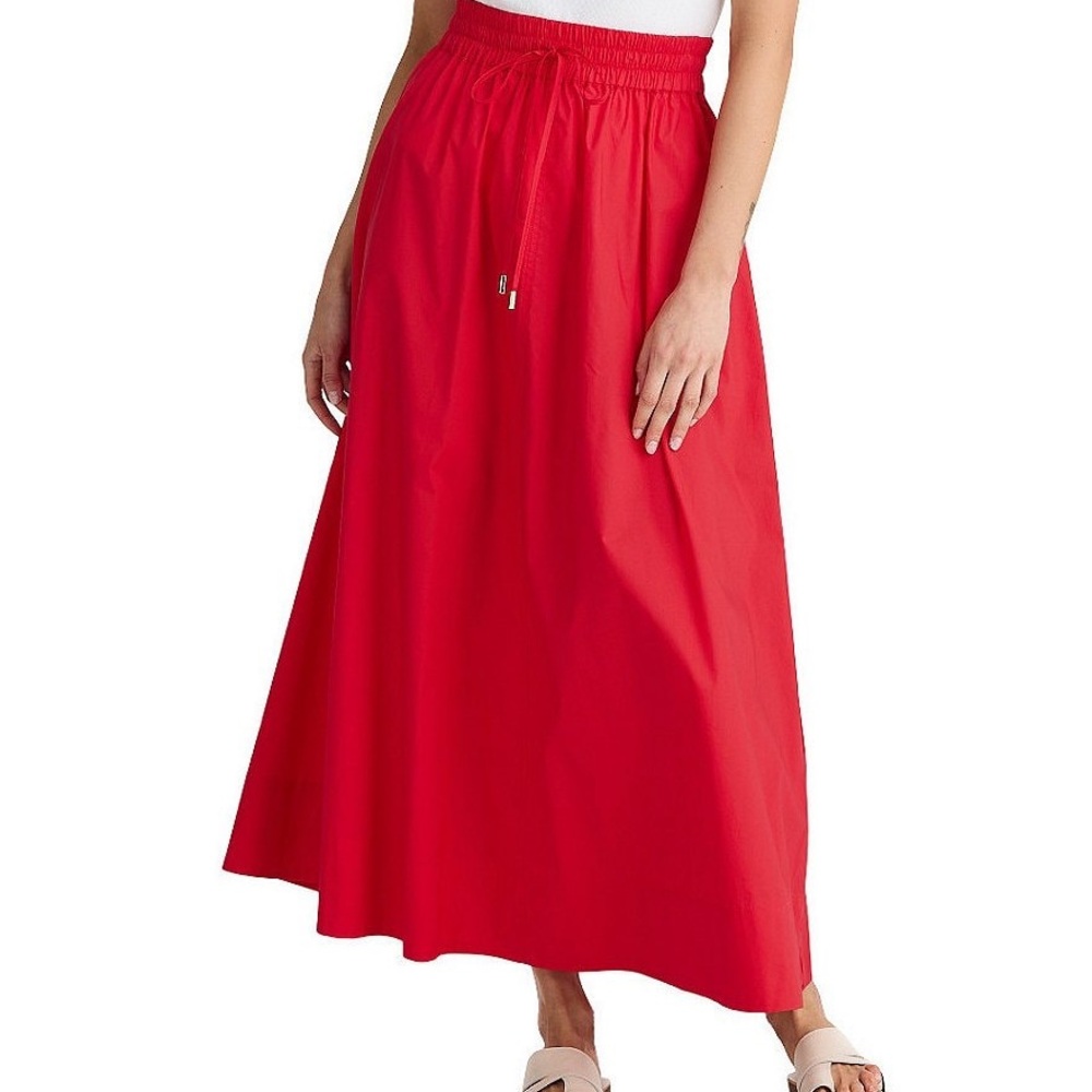Red A-Line Maxi Skirt for Casual Resort Wear